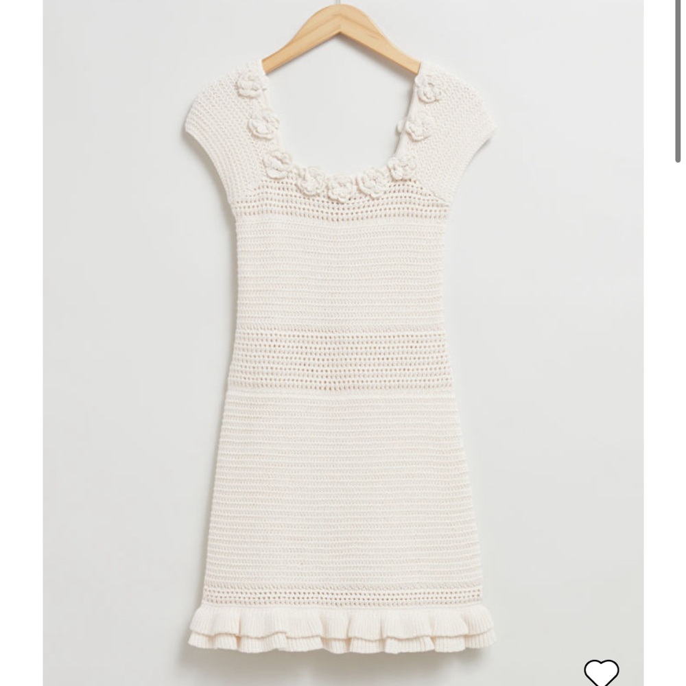 NWT & Other Stories Floral-Appliqué Crochet Dress